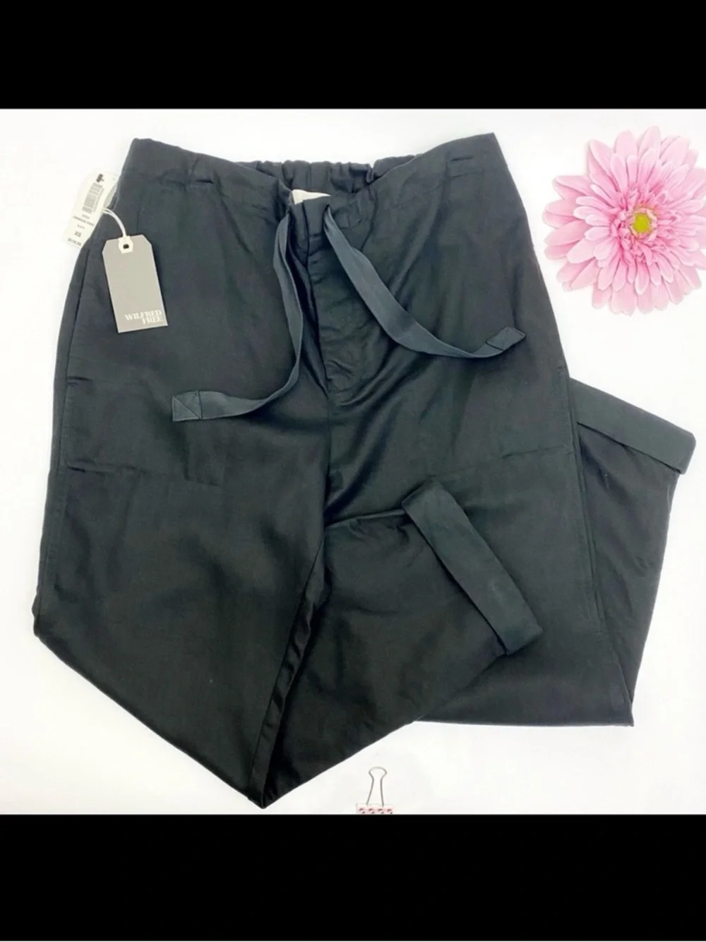 Aritzia X Wilfred Free Emmack Linen Cotton Belted High Rise Tapered Pant Trouser